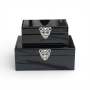 2 Piece Leopard Jewellery Box Set Black