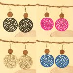 Vintage Bohemian Wooden Circle Earrings - Handcrafted With A Lattice Design Perfect For Everyday Wear Or Vacation Accessory