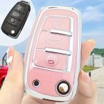 1PC Soft Tpu Car Keychain Cover Full Protection For Audi Q3 Q2L AI4 A3L Q7 A6I A7 A3 A8 Classic Key Cover Pink Black