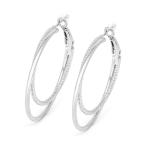 Silver Tone Double Hoop Earrings