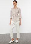 Striped Fitted Shirt - Beige