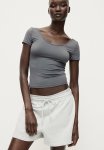 Scoop-neck Microfibre Top - Dark Grey