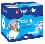 Verbatim 700 Mb Cd R 52 X Wide Printable Jewel Case Box Of 10 43325