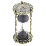 Suliao Hourglass Sand Timer 60 Minute 60 Min Mandala Rose & Engraving Brass Sand Clock Metal Iron Black Sand Timer Antique Reloj