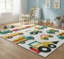 Colorful Vehicles Kids Vinyl Rug
