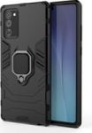 Galaxy Note 20 Shockproof Black Panther Magnetic Ring Stand Cover - Black