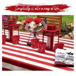 Red Striped Rectangular Tablecloth Plastic Waterproof Tablecloth Tablecloth For Holiday Party Picnic Decoration