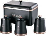Royal Homeware Monza Collection 4PC Breadbin Set Ceramic Bread Basket