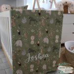 Fleece Blanket Dotty Safari Olive Green