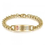 CBA102605 - Personalized Medical Alert Bracelet Stainless Steel - Gold