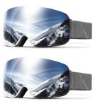 Qally Ski Goggles For Men Women Snow Goggles Anti Fog Snowboard Goggles With 100% Uv Protection White Frame Silver Lens white Fr