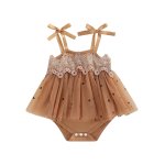 Adorable Tulle Tutu Romper With Black Floral Flower And Lace Straps