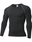 Men's Athletic Compression Long Sleeve Shirt Quick-dry Performance Top Breathable Sportswear Running Gym Fitness Gear