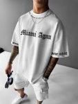 Miami Agnu Print Outdoor Sports T-Shirt For Men Casual Short Sleeve Round Neck Top Fashion Trendy Tee Summer Comfortable Top Ide
