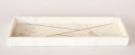 White Marble Tray With Brass Inlay 53X18CM