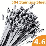 Gtai Heavy-duty Stainless Steel Zip Ties 50PCS 20.07-50.04 Cm - Self-locking Cable Ties For Exhaust Wrap Chain Link Fence Wire R