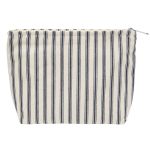 Pazimiik Makeup Bag Large Cotton Zipper Pouch For Purse Travel Canvas Make Up Organizer For Women Cosmetic Vintage Stripe Navy B