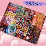 780PCS Girls Hair Accessories Elastic Hair Ties Ponytail Holders Rubber Bands Decorative Hair Accessories Girl's Birthday Gift C