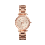 Fossil Ladies Carlie Three-hand Rose-tone Stainless Steel Watch