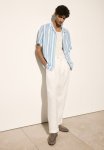 Patterned Resort Shirt - Light Blue & White Striped
