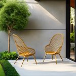 Kurv Lounge Chair - Metal And Polypropylene Outdoor indoor Chair - Ginger