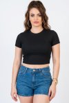 Ladies Branded Ribbed Stretch Crop Top