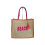 Beach Bag Embossed Pink And Orange And Beige