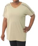 Ladies Plain Binding Lace Top - 60 Dk Stone