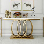Luxury White And Gold Faux Marble Console Table