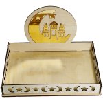 Wooden Eid Mubarak With Crescent Moon star Acrylic Tray