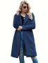 Solid Lapel Open Front Teddy Coat Versatile Long Sleeve Warm Outwear For Fall & Winter Women's Clothing