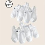 5 10 Pairs Cute Expression Socks Funny College Style Low Cut Invisible Socks Women's Stockings & Hosiery