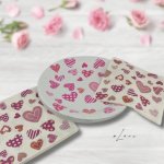 Heart Decorated Paper Plates And Serviettes - Factory Plaza