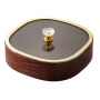 Luxury Wood-look Snack Plate With Diamond Knob - Brown
