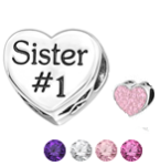 A13 - 925 Sterling Silver 1 Sister European Charm Bead - Light Rose