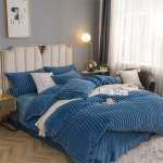 Smte Magical Fluffy 4 Piece Duvet Cover Set Blue With Keychain