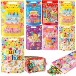 Fuutreo 60 Pcs Happy Birthday Sealing Gift Bags Colorful Birthday Sealed Pouches With Handles Plastic Bday Party Candy Cookie Go