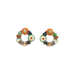 African Chic Garden Route Beaded Earrings - Green Orange