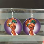 Exaggerated Geometric Round African Head Pattern Dangle Earrings Black Fashion Style Resin Jewelry Personality Female Gift