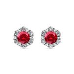 DESTINY Petal July ruby Birthstone Earring With Swarovski Crystals