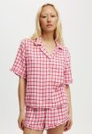 Cotton On Flannel Short Sleeve Shirt And Short Sleep Set-teddie Stripe soft Red