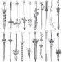 Swords Bookmark Metal Vintage Knife Charms Silver Keychain PENDANTS-20PCS