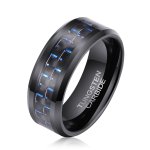 Men's Blue & Black Fiber Black Tungsten Ring OY-R-154 - 15