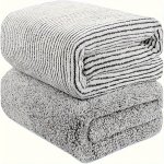 2PCS Striped Bath Towel Absorbent & Quick-drying Showering Towel Super Soft & Skin-friendly Bathing Towel For Home Bathroom Idea