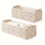Grid Sorting Organizer For Home Bathroom Bedroom Living Room - Boho Decor Storage Basket Handmade Woven Decorative Countertop To