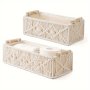 Grid Sorting Organizer For Home Bathroom Bedroom Living Room - Boho Decor Storage Basket Handmade Woven Decorative Countertop Toilet Shelf Cabinet Organizer Box For