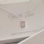 Asti 925 Sterling Silver Cz Rectangle Necklace Size 5.5X10CM 45CM Chain