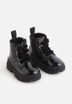 Warm-lined Lace-up Boots - Black