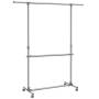 Double Clothing Rack With Extention Top Rail And Wheels