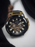 Guess Mens Black Gold Tone Multi-function Watch